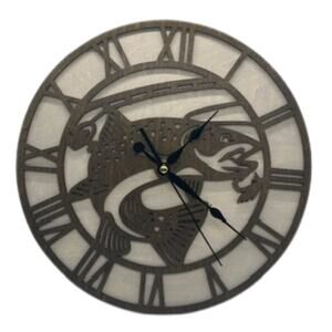 Custom BASS FISH FISHING Wall Clock Laser Cut Layered Wood Decor Gift